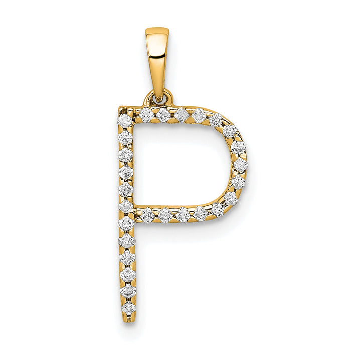 14K Diamond Letter P Initial Pendant-PM5222P-010-YA