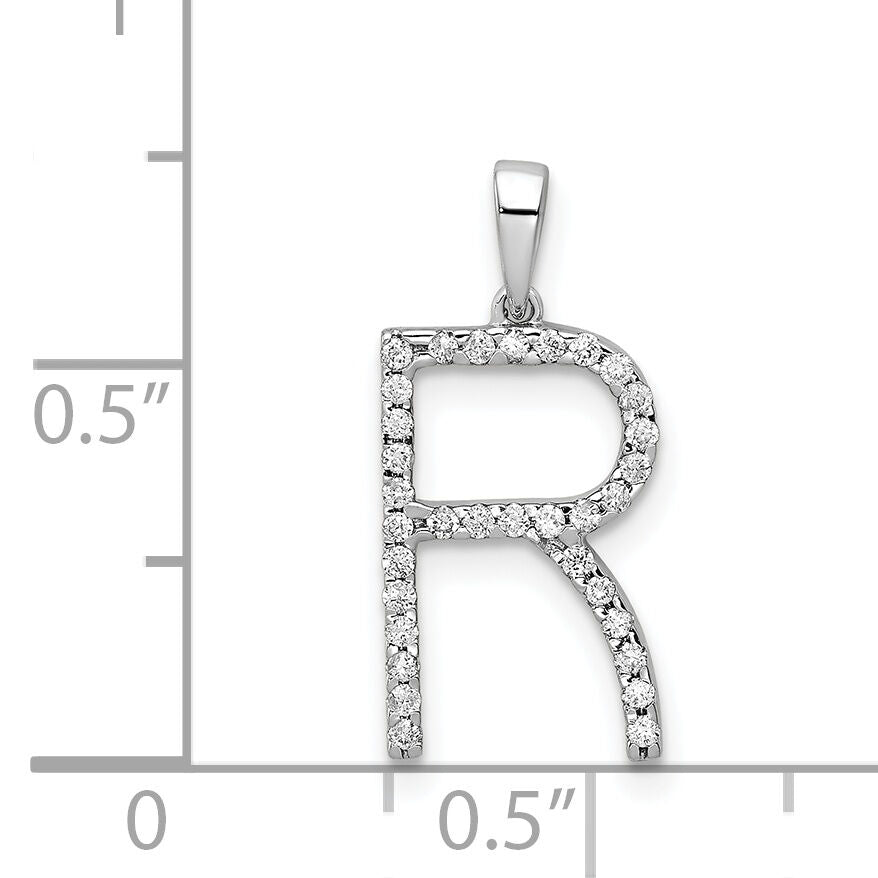 14K White Gold Diamond Letter R Initial Pendant-PM5222R-010-WA
