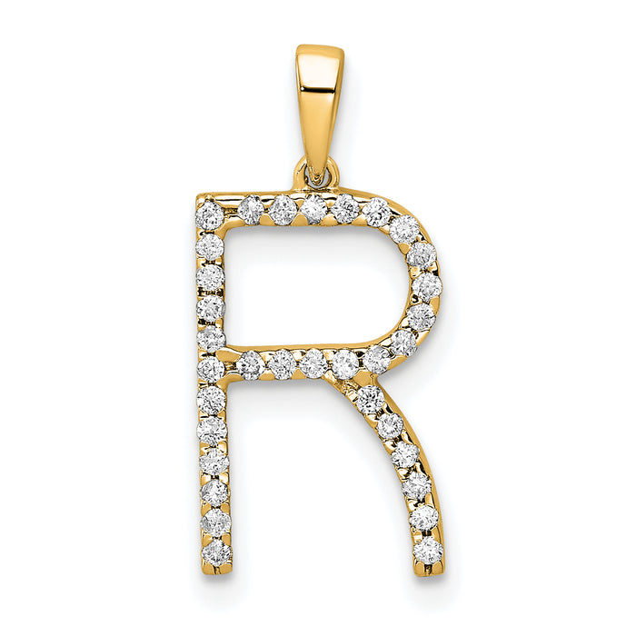 14K Diamond Letter R Initial Pendant-PM5222R-010-YA