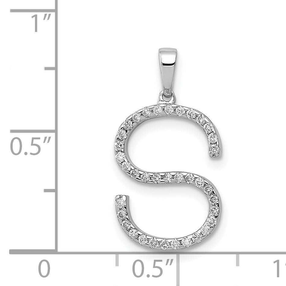 14K White Gold Diamond Letter S Initial Pendant-PM5222S-016-WA