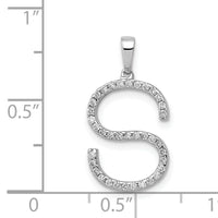 14K White Gold Diamond Letter S Initial Pendant-PM5222S-016-WA
