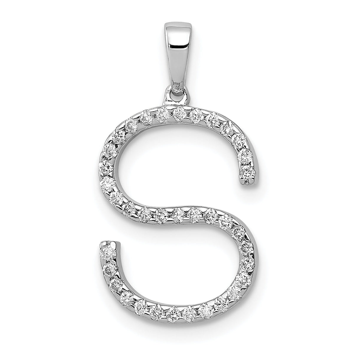 14K White Gold Diamond Letter S Initial Pendant-PM5222S-016-WA