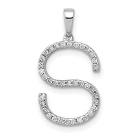 14K White Gold Diamond Letter S Initial Pendant-PM5222S-016-WA