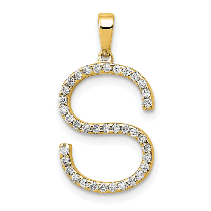 14K Diamond Letter S Initial Pendant-PM5222S-016-YA