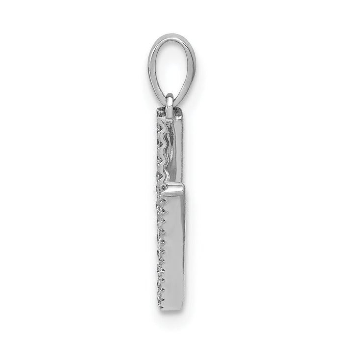 14K White Gold Diamond Letter V Initial Pendant-PM5222V-010-WA