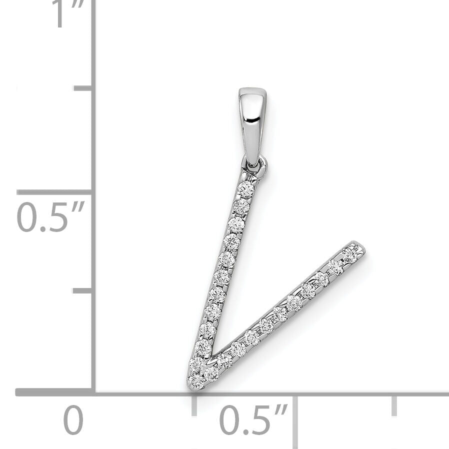 14K White Gold Diamond Letter V Initial Pendant-PM5222V-010-WA