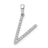 14K White Gold Diamond Letter V Initial Pendant-PM5222V-010-WA