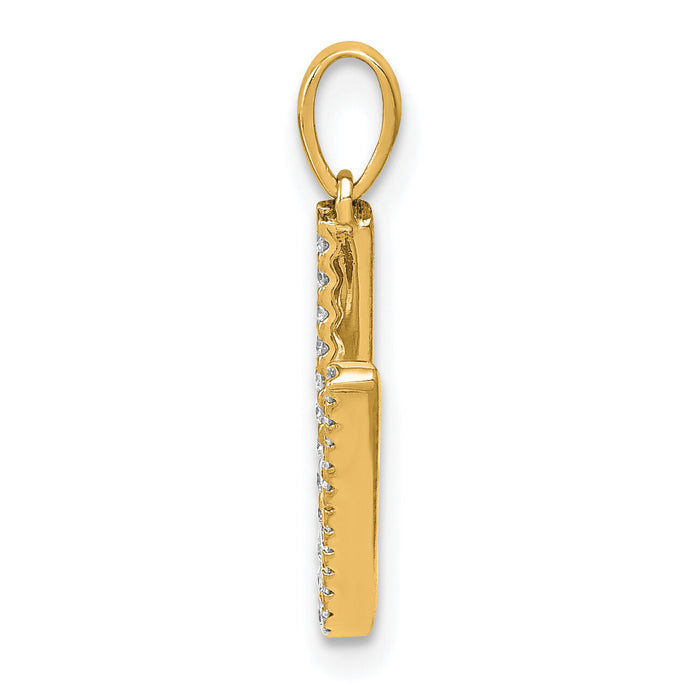 14K Diamond Letter V Initial Pendant-PM5222V-010-YA