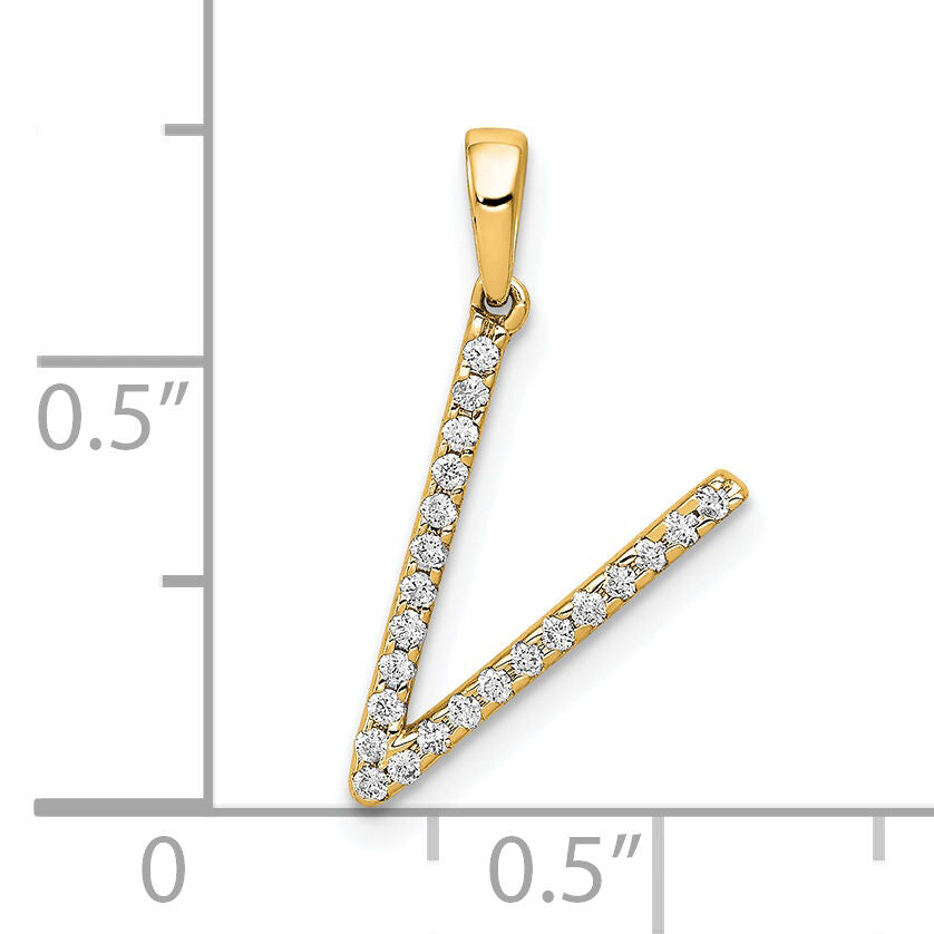14K Diamond Letter V Initial Pendant-PM5222V-010-YA