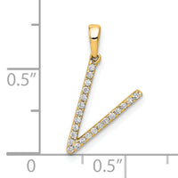 14K Diamond Letter V Initial Pendant-PM5222V-010-YA