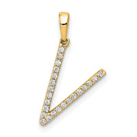 14K Diamond Letter V Initial Pendant-PM5222V-010-YA