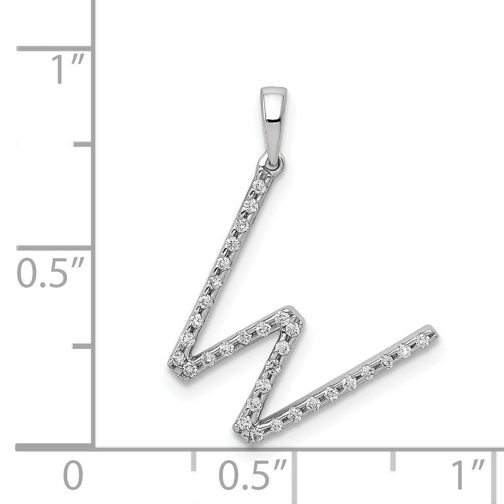 14K White Gold Diamond Letter W Initial Pendant-PM5222W-013-WA