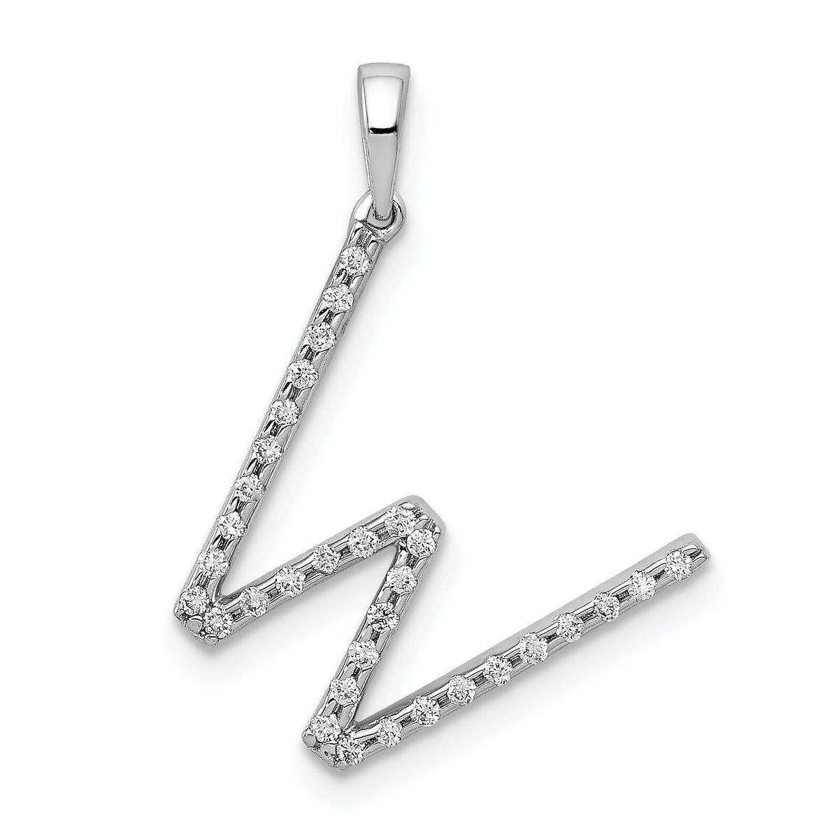 14K White Gold Diamond Letter W Initial Pendant-PM5222W-013-WA