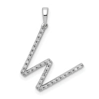 14K White Gold Diamond Letter W Initial Pendant-PM5222W-013-WA