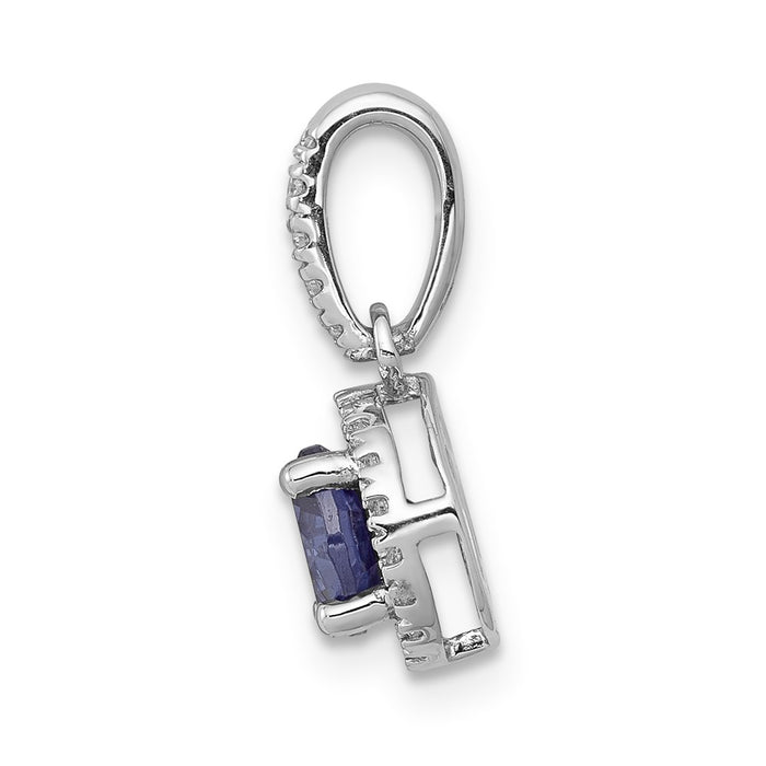 14k White Gold .69 Tanzanite and Halo Diamond Pendant-PM5225-TZ-010-WA