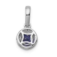 14k White Gold .69 Tanzanite and Halo Diamond Pendant-PM5225-TZ-010-WA