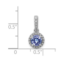14k White Gold .69 Tanzanite and Halo Diamond Pendant-PM5225-TZ-010-WA