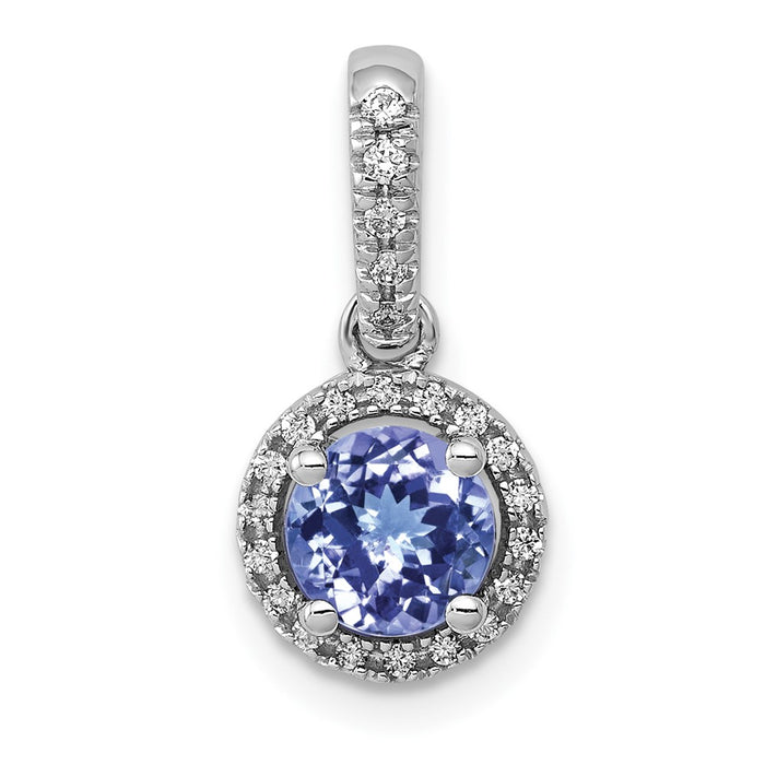 14k White Gold .69 Tanzanite and Halo Diamond Pendant-PM5225-TZ-010-WA