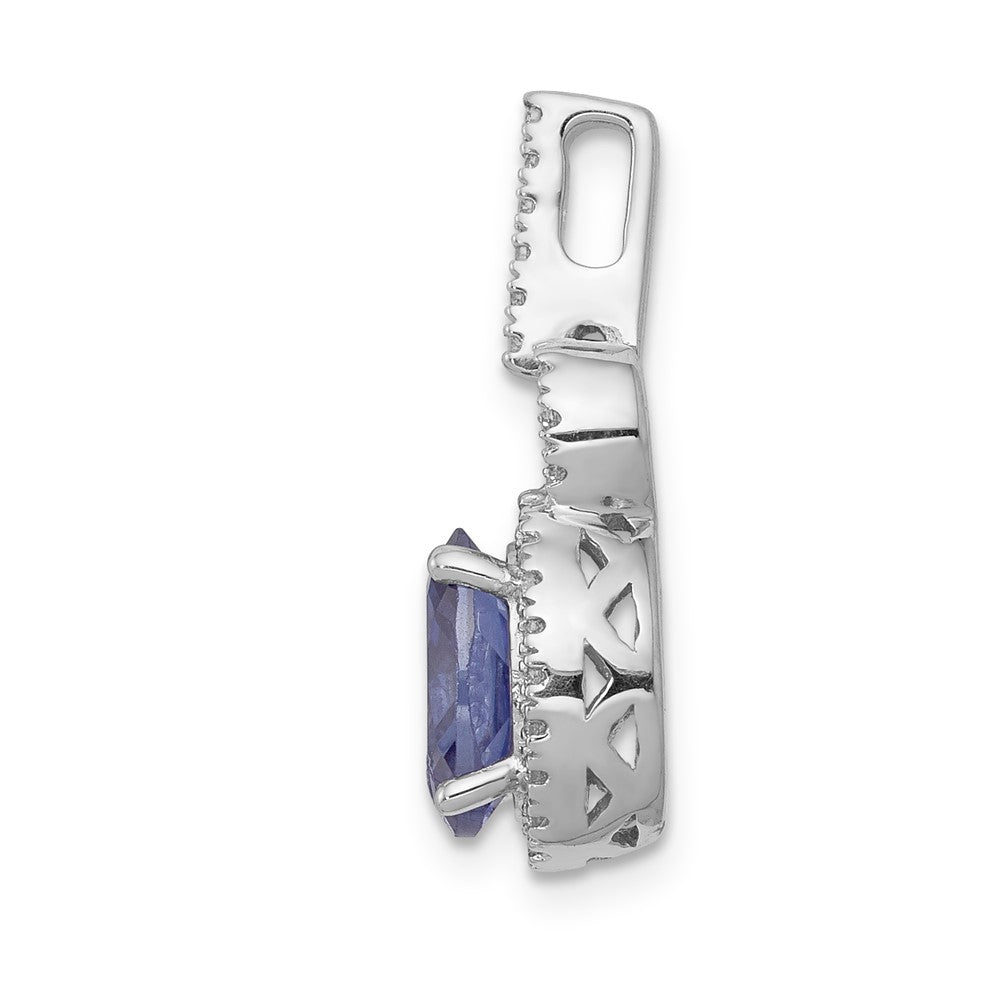 14k White Gold Oval .95 Tanzanite and Diamond Pendant-PM5227-TZ-016-WA