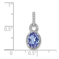 14k White Gold Oval .95 Tanzanite and Diamond Pendant-PM5227-TZ-016-WA
