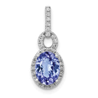 14k White Gold Oval .95 Tanzanite and Diamond Pendant-PM5227-TZ-016-WA
