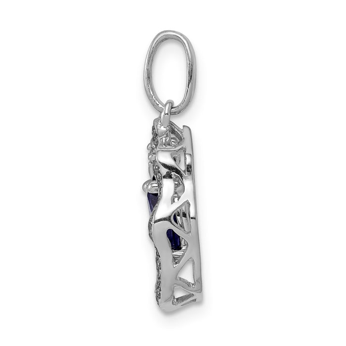 14k White Gold .62 Tanzanite and Diamond Dangle Pendant-PM5237-TZ-013-WA