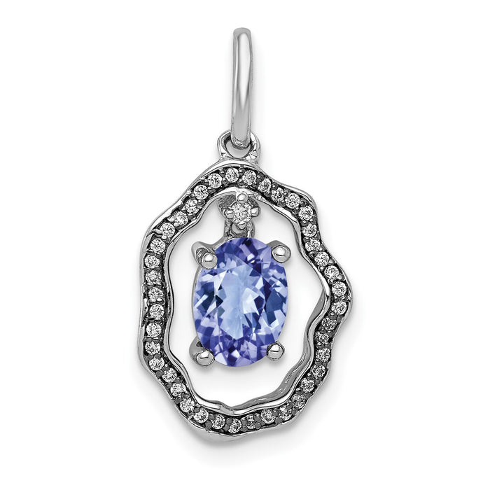 14k White Gold .62 Tanzanite and Diamond Dangle Pendant-PM5237-TZ-013-WA