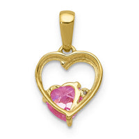 14k Created Pink Sapphire and Diamond Heart Pendant-PM5242-CPS-004-YA