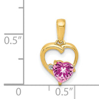 14k Created Pink Sapphire and Diamond Heart Pendant-PM5242-CPS-004-YA