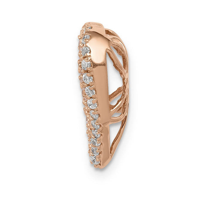 14k Rose Gold Diamond and Pink Sapphire Vintage Heart Chain Slide-PM5243-PS-020-RA