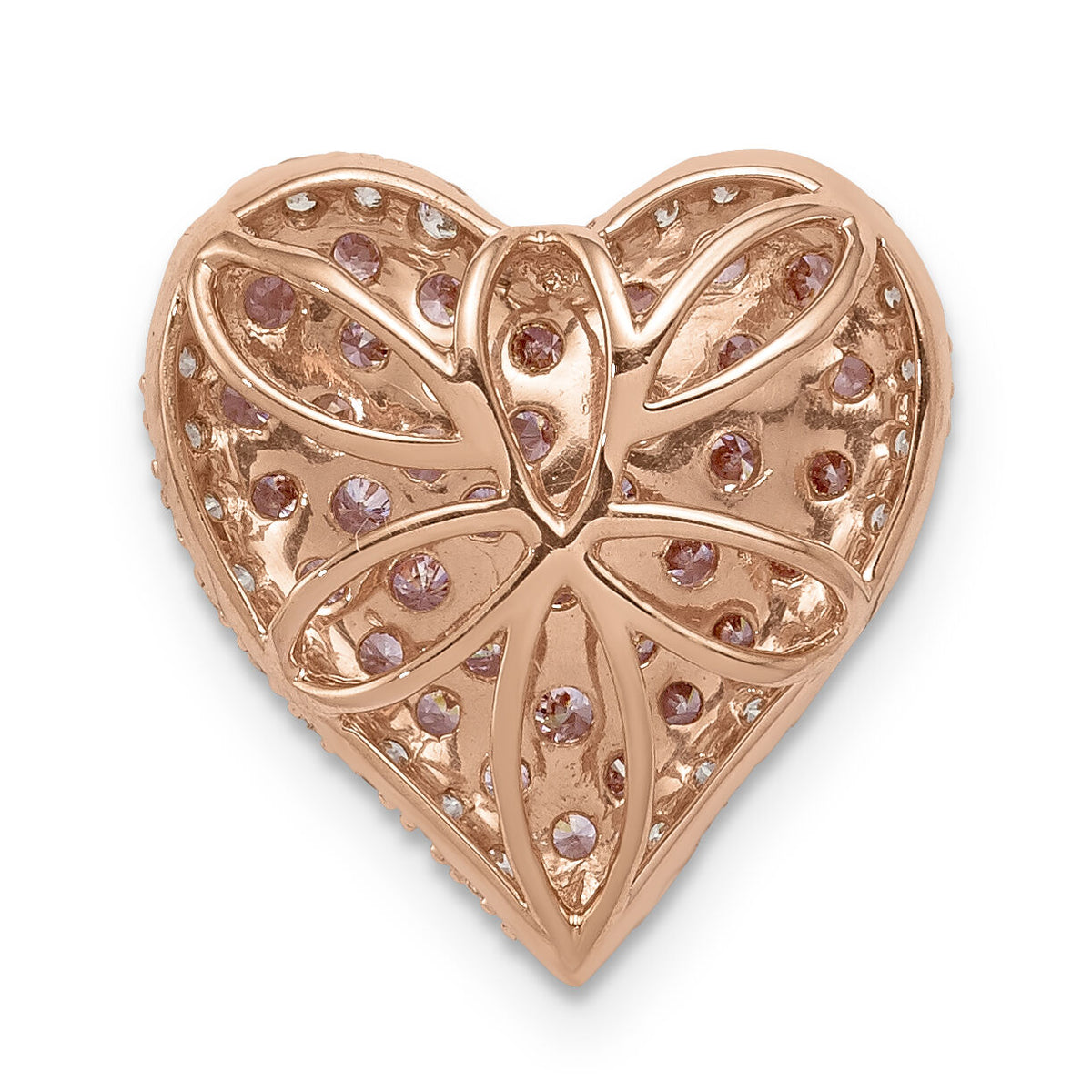 14k Rose Gold Diamond and Pink Sapphire Vintage Heart Chain Slide-PM5243-PS-020-RA