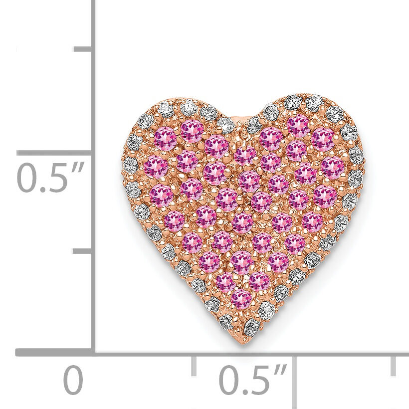 14k Rose Gold Diamond and Pink Sapphire Vintage Heart Chain Slide-PM5243-PS-020-RA