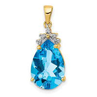 14k Pear Blue Topaz & Diamond Pendant-PM5247-BT-002-YA
