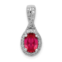14k White Gold Diamond and Oval Ruby Halo Pendant-PM5250-RU-013-WA