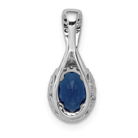 14k White Gold Diamond and Oval Sapphire Halo Pendant-PM5250-SA-013-WA