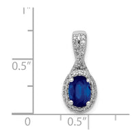 14k White Gold Diamond and Oval Sapphire Halo Pendant-PM5250-SA-013-WA