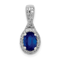 14k White Gold Diamond and Oval Sapphire Halo Pendant-PM5250-SA-013-WA