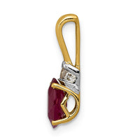 14k w/Rhodium Diamond and .66 Oval Ruby Pendant-PM5251-RU-005-YA