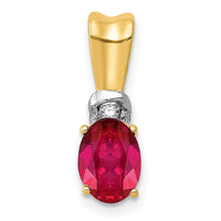 14k w/Rhodium Diamond and .66 Oval Ruby Pendant-PM5251-RU-005-YA