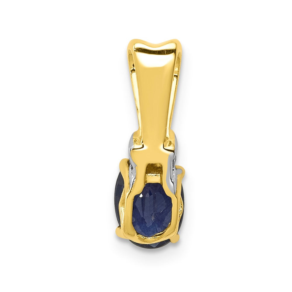 14k w/Rhodium Diamond and Oval Sapphire Pendant-PM5251-SA-005-YA