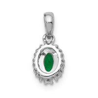 14k White Gold Diamond and Oval Emerald Halo Pendant-PM5252-EM-010-WA