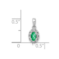 14k White Gold Diamond and Oval Emerald Halo Pendant-PM5252-EM-010-WA