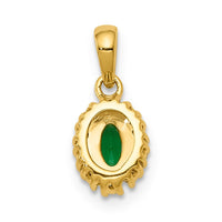 14k and Rhodium Diamond and Oval Emerald Pendant-PM5252-EM-010-YA