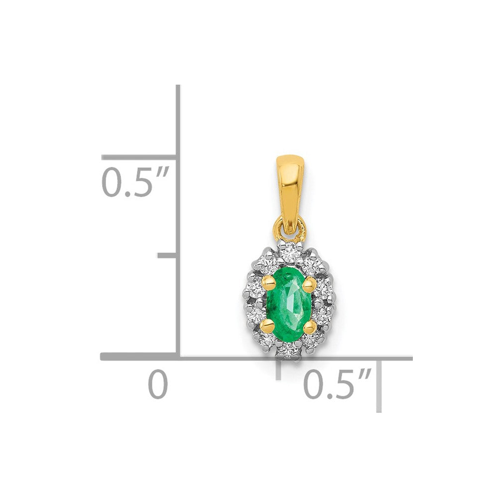 14k and Rhodium Diamond and Oval Emerald Pendant-PM5252-EM-010-YA