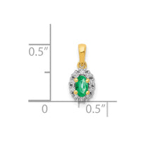 14k and Rhodium Diamond and Oval Emerald Pendant-PM5252-EM-010-YA