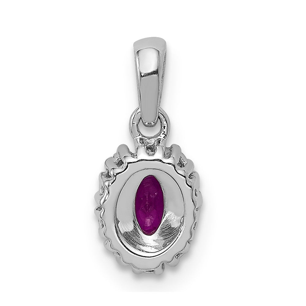 14k White Gold Diamond and .32 Oval Ruby Halo Pendant-PM5252-RU-010-WA