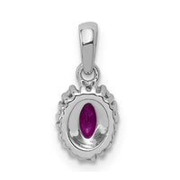 14k White Gold Diamond and .32 Oval Ruby Halo Pendant-PM5252-RU-010-WA