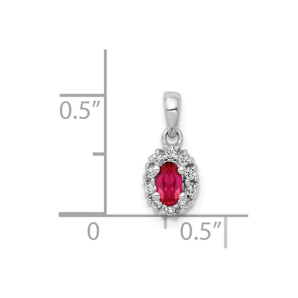 14k White Gold Diamond and .32 Oval Ruby Halo Pendant-PM5252-RU-010-WA