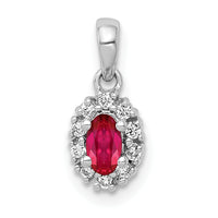 14k White Gold Diamond and .32 Oval Ruby Halo Pendant-PM5252-RU-010-WA