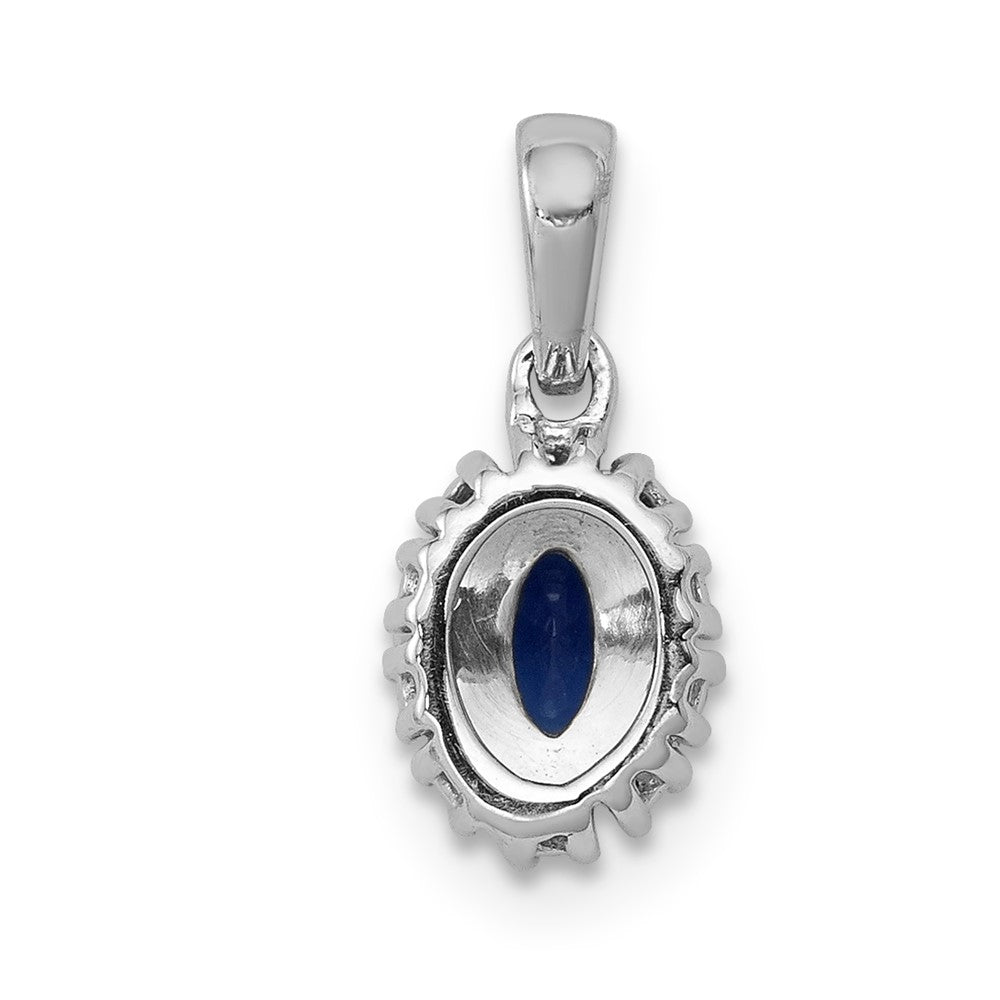 14k White Gold Diamond and .32 Sapphire Oval Halo Pendant-PM5252-SA-010-WA